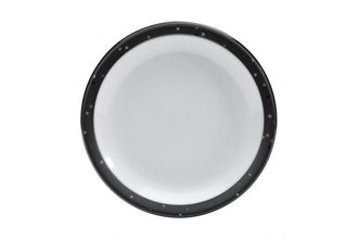 Denby Jet Matte Dark Gray Thin Gold Accent Shiny Black Trim White Dinner Plate 