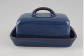 Denby Imperial Blue Butter Dish + Lid Box shape, base is all blue thumb 1