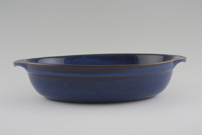 Denby Imperial Blue Serving Dish Oval, Eared, All Blue 12 7/8 x 8"