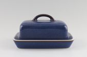 Denby Imperial Blue Butter Dish + Lid Box Shape, Base is white inside thumb 1