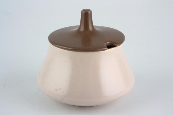 Poole Mushroom and Sepia - C54 Sugar Bowl - Lidded (Tea) Flared Shape