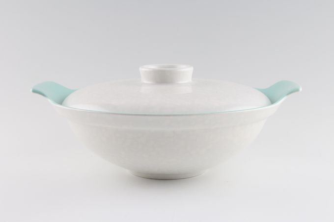 Poole Seagull and Ice Green - C57 Vegetable Tureen with Lid Ice Green inside, Seagull outside - handles turn upwards 10 1/4"