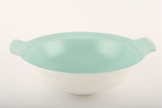 Poole Seagull and Ice Green - C57 Vegetable Tureen Base Only Ice Green inside, Seagull outside - handles turn upwards 10 1/4"
