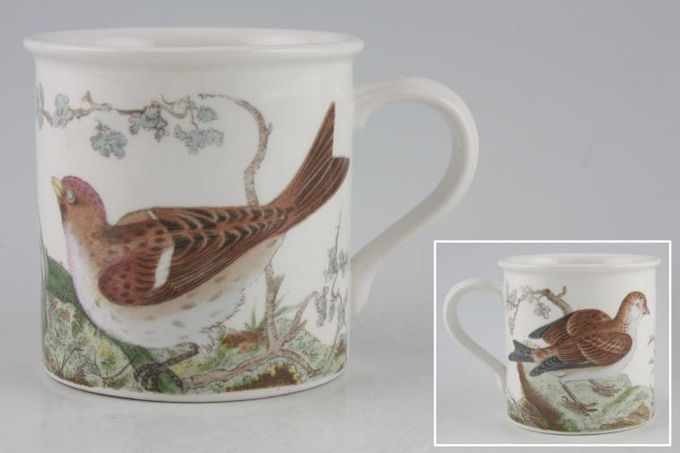 Portmeirion Birds of Britain - Backstamp 1 - Old Coffee/Espresso Can Redpoll + Linnet 2 1/2 x 2 1/2"