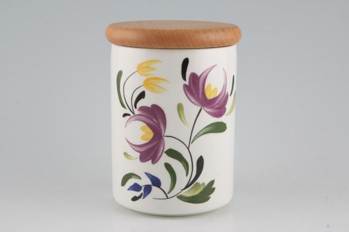 Portmeirion Welsh Dresser Storage Jar + Lid Size represents height without lid. Purple Flower 4 7/8"