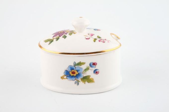 Royal Grafton Malvern Mustard Pot + Lid Smooth edge, oval,cut out in lid - backstamps vary