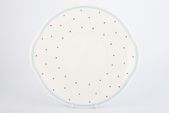 Susie Cooper Raised Spot - Red Spots with Blue Band Cake Plate Eared 10" thumb 1