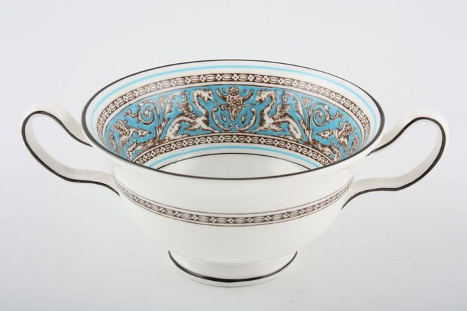 Wedgwood Florentine - Turquoise Soup Cup 2 handles - Pattern Inside