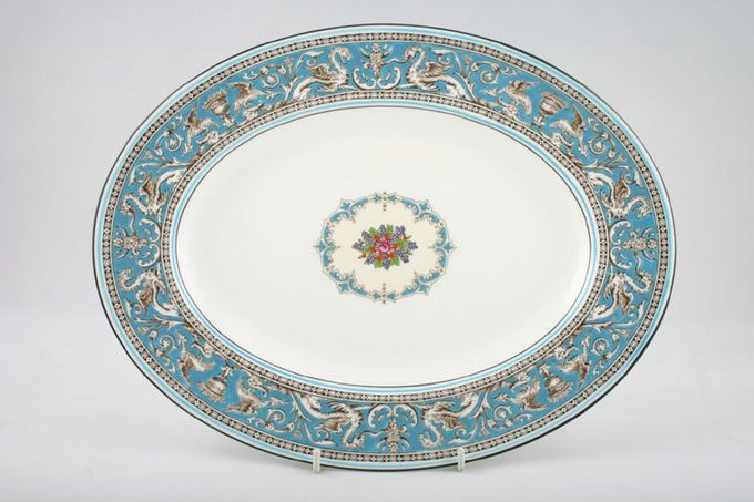Wedgwood Florentine - Turquoise Oval Plate / Platter 17 1/4"