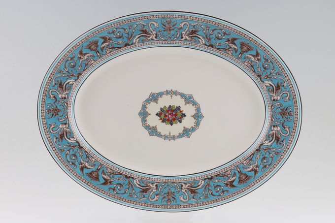 Wedgwood Florentine - Turquoise Oval Plate / Platter 15 1/4"