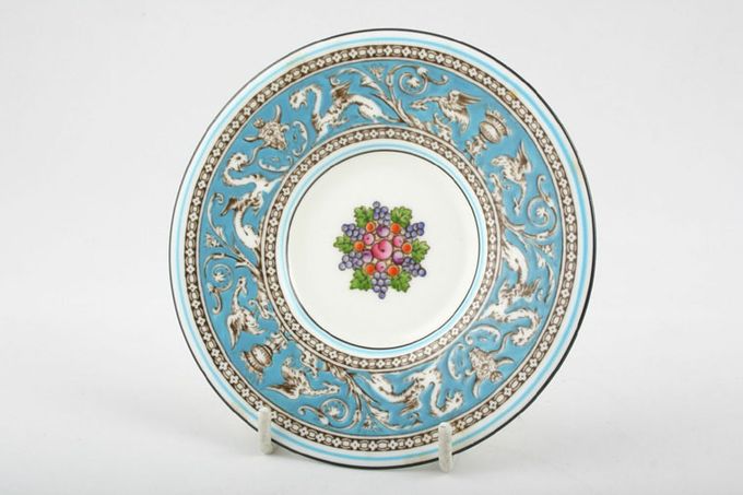 Wedgwood Florentine - Turquoise Espresso Saucer shallow, fruit motif in well 4 3/4"