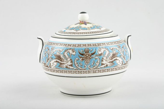 Wedgwood Florentine - Turquoise Sugar Bowl - Lidded (Coffee) 3" approximate height including lid