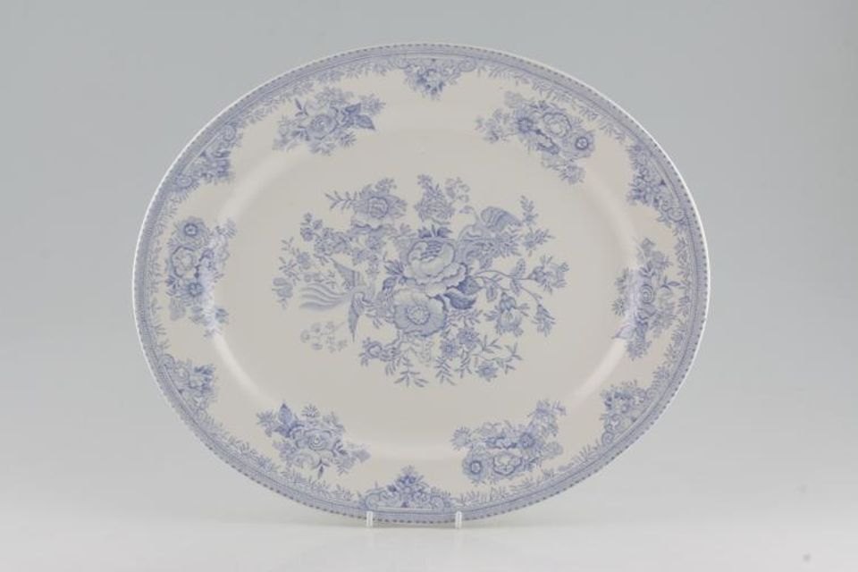 Burleigh Blue Asiatic Pheasants Oval Platter 13 3/4"