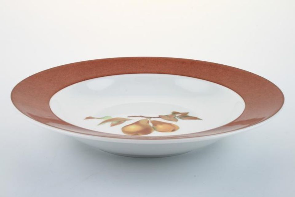 Royal Worcester Evesham - Colours Rimmed Bowl Terracotta - Soup plate - Pear 9"