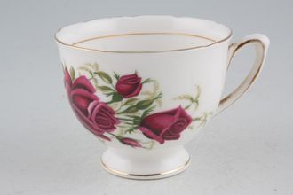 Sell Colclough Red Roses + Green Leaves - 7981 Teacup Shape C - wavy rim - diifferent shaped handle - gold line inside cup 3 1/4" x 2 3/4"