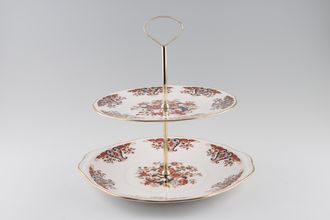 Colclough Royale - 8525 2 Tier Cake Stand 8 1/4" & Cake Plate. Stand design may vary.