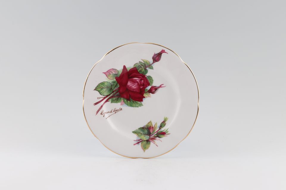 Roslyn Harry Wheatcroft Roses - Grand Gala Tea / Side Plate 'Grand Gala' signed on front 6 1/4"