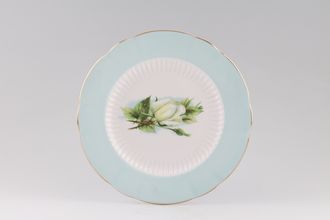 Roslyn Harry Wheatcroft Roses - Virgo Salad/Dessert Plate Blue rim 8 1/8"