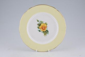 Roslyn Harry Wheatcroft Roses - Mms Ch Sauvage Salad/Dessert Plate Mms Ch Sauvage - Yellow rim 8 1/8"