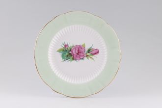 Roslyn Harry Wheatcroft Roses - Prelude Salad/Dessert Plate Green rim 8 1/8"