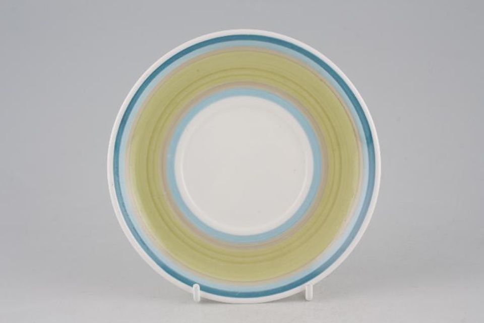 Susie Cooper Gay Stripes Coffee Saucer Apple Green 5 1/2"