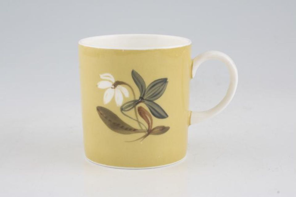 Susie Cooper Flower Motif Coffee/Espresso Can Maize - FM1, Black Urn B/S 2 1/2" x 2 5/8"