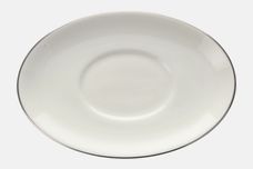 Royal Doulton Reflection - T.C.1008 Sauce Boat Stand oval, plain white, silver rim 8 1/4" thumb 1