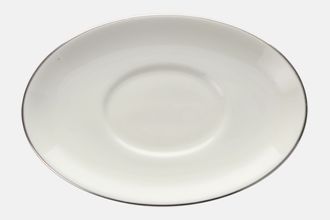 Sell Royal Doulton Reflection - T.C.1008 Sauce Boat Stand oval, plain white, silver rim 8 1/4"