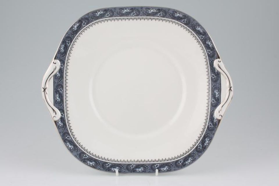 Aynsley Blue Mist Cake Plate Square, Eared 9 1/8"