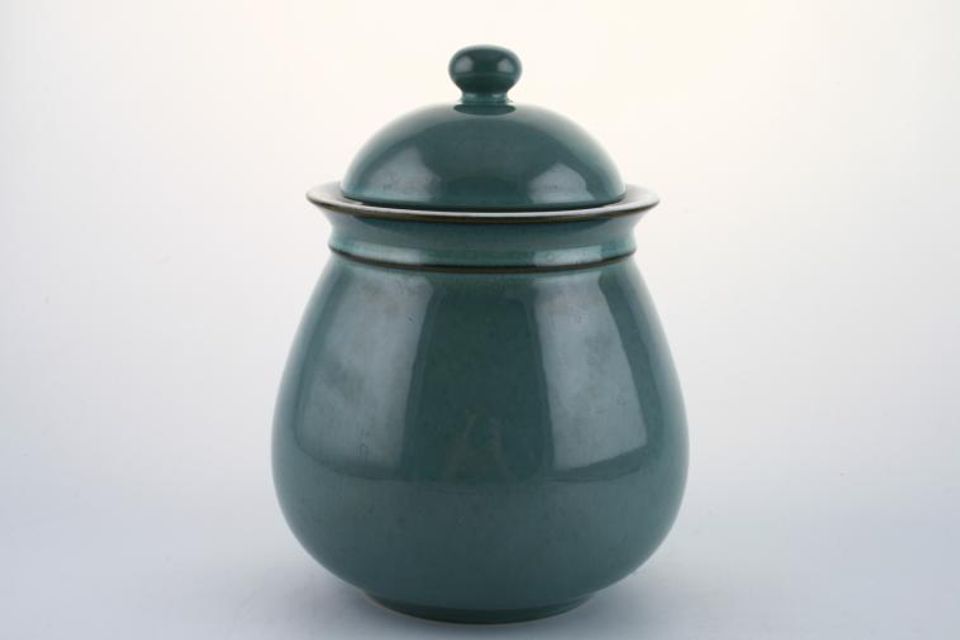 Denby Greenwich Storage Jar + Lid Bulbous Shape - size is height without lid 5 1/2"