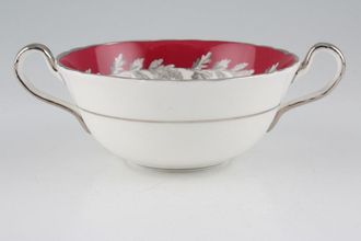 Aynsley Oak Leaf - Red + Silver Soup Cup 2 handles
