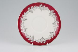 Aynsley Oak Leaf - Red + Silver Soup Cup Saucer 6 3/8"