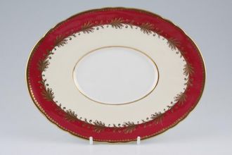 Aynsley Maroon - Gold Leaf Design Sauce Boat Stand oval 8 3/8"