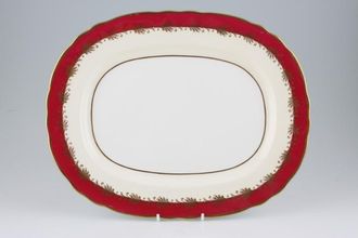 Aynsley Maroon - Gold Leaf Design Oval Platter 13 1/8"