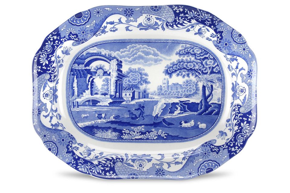 Spode Blue Italian Oval Platter 14"