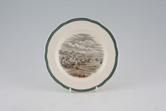 Spode Herring's Hunt Tea / Side Plate Fluted edge - "The Last Draw" - Dull Green/Grey with more subtle colours. 6 1/4"