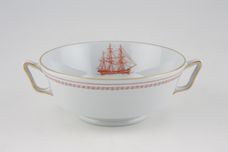 Spode Trade Winds Red - Gold Edge Soup Cup 2 handles thumb 2