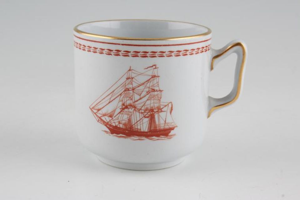 Spode Trade Winds Red - Gold Edge Coffee/Espresso Can 2 1/2" x 2 1/2"