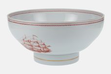 Spode Trade Winds Red - Gold Edge Serving Bowl Footed 10" thumb 3