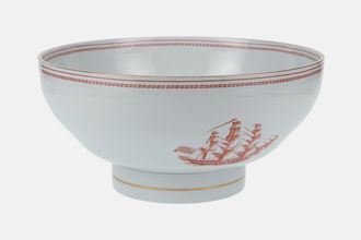 Spode Trade Winds Red - Gold Edge Serving Bowl Footed 10"
