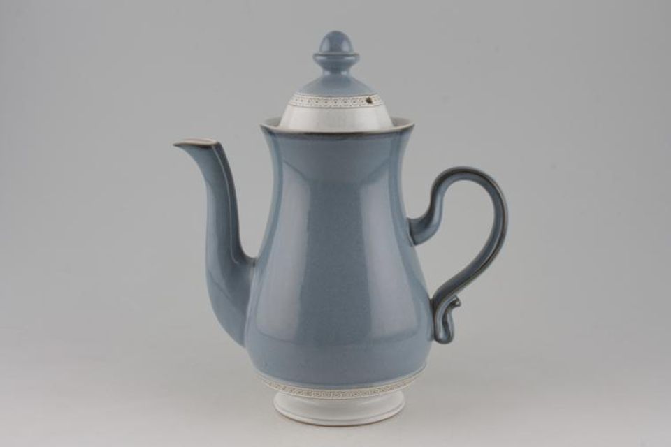 Denby Castile Blue Coffee Pot footed-domed lid 2 1/2pt