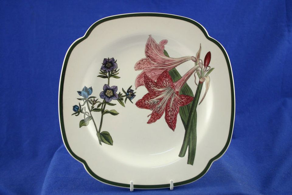 Spode Burgess Botanicals Breakfast / Lunch Plate Square, Campanula and Amaryllis 9"