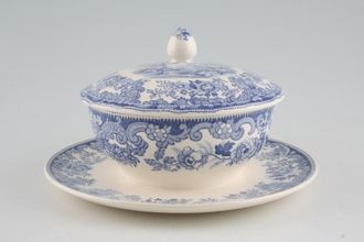 Sell Spode Severn - Blue Sauce Boat and Stand Fixed Round - lidded 4 3/4" x 2 1/4"