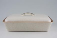 Denby Potters Wheel - Tan Centre Vegetable Tureen with Lid lidded. oblong. divided. Plain lid 11" x 8" thumb 1