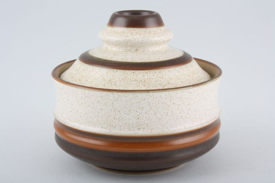 Denby Potters Wheel - Tan Centre Sugar Bowl - Lidded (Tea) no cut out in lid