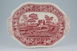 Sell Spode Spode's Tower - Pink - Old Backstamp Oblong Platter With Tray Handles 13 1/2"