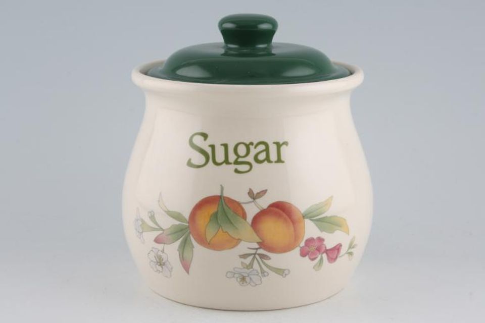 Cloverleaf Peaches and Cream Storage Jar + Lid Sugar 5" x 5"