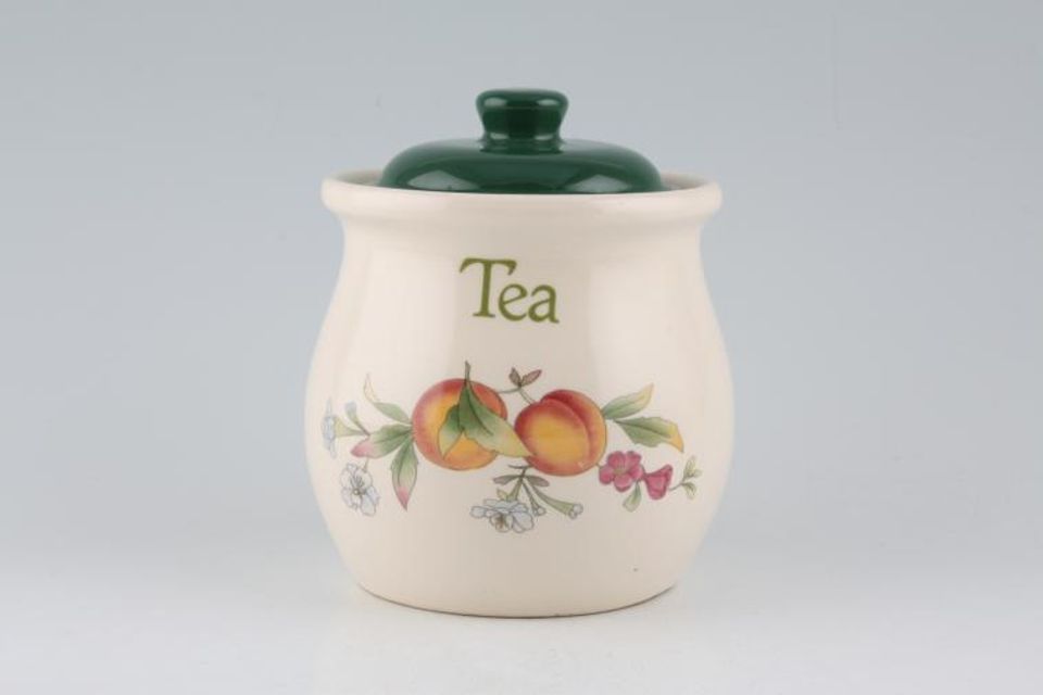 Cloverleaf Peaches and Cream Storage Jar + Lid Tea 4 1/8" x 4 3/8"