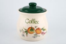Cloverleaf Peaches and Cream Storage Jar + Lid Coffee - lid seals not tight. 4 1/8" x 4 3/8" thumb 1