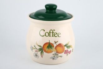 Cloverleaf Peaches and Cream Storage Jar + Lid Coffee - lid seals not tight. 4 1/8" x 4 3/8"